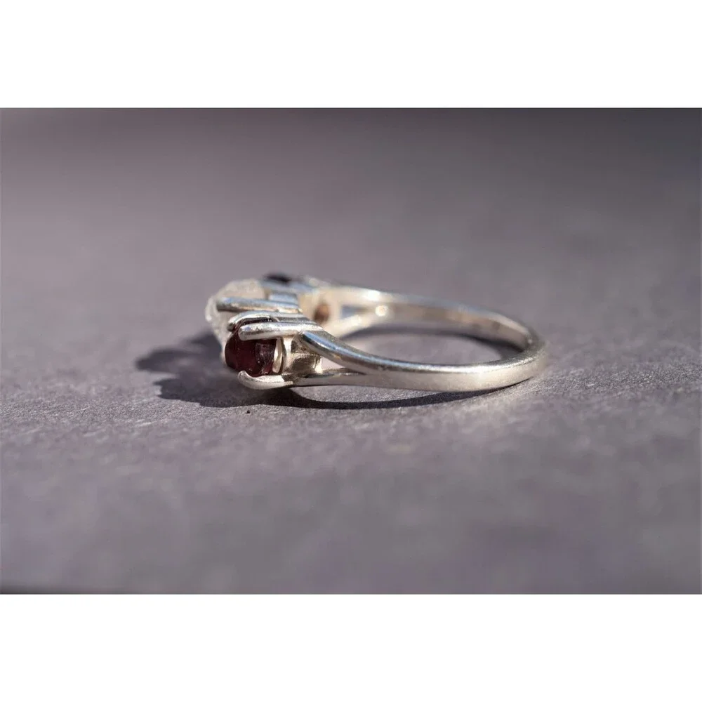 Boho Ring Raw Garnet Diamond Engagement Rough Diamond Wedding Band Unique Gemsto